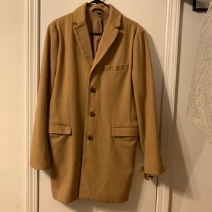 Men’s Long Pea Coat, Tan/Camel Color